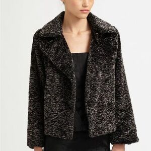ALICE+OLIVIA Black Multi KAYDEN DOUBLE BREASTED FAUX FUR JACKET COAT NWT